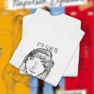 Napoleon Dynamite Trisha Portrait Sketch Graphic Tee White Y2K Movie T-Shirt